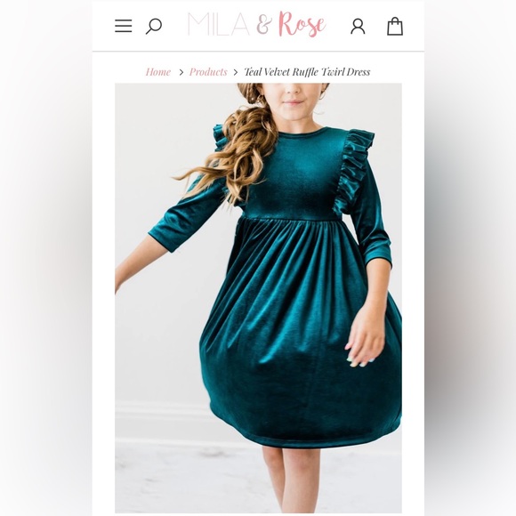 Mila & Rose Velvet Ruffle Twirl Dress - Picture 4 of 4